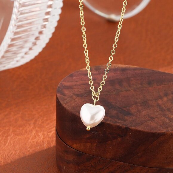 ⚡Silver 14K Gold Plated Heart Pendant Necklace for Women Charm Heart Slip Chain - Picture 6 of 7